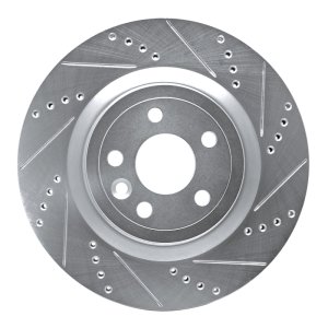 Jaguar XE Brake Rotor (1) - Rear Right - R1 Concepts - Drilled & Slotted - Silver - `17-`20